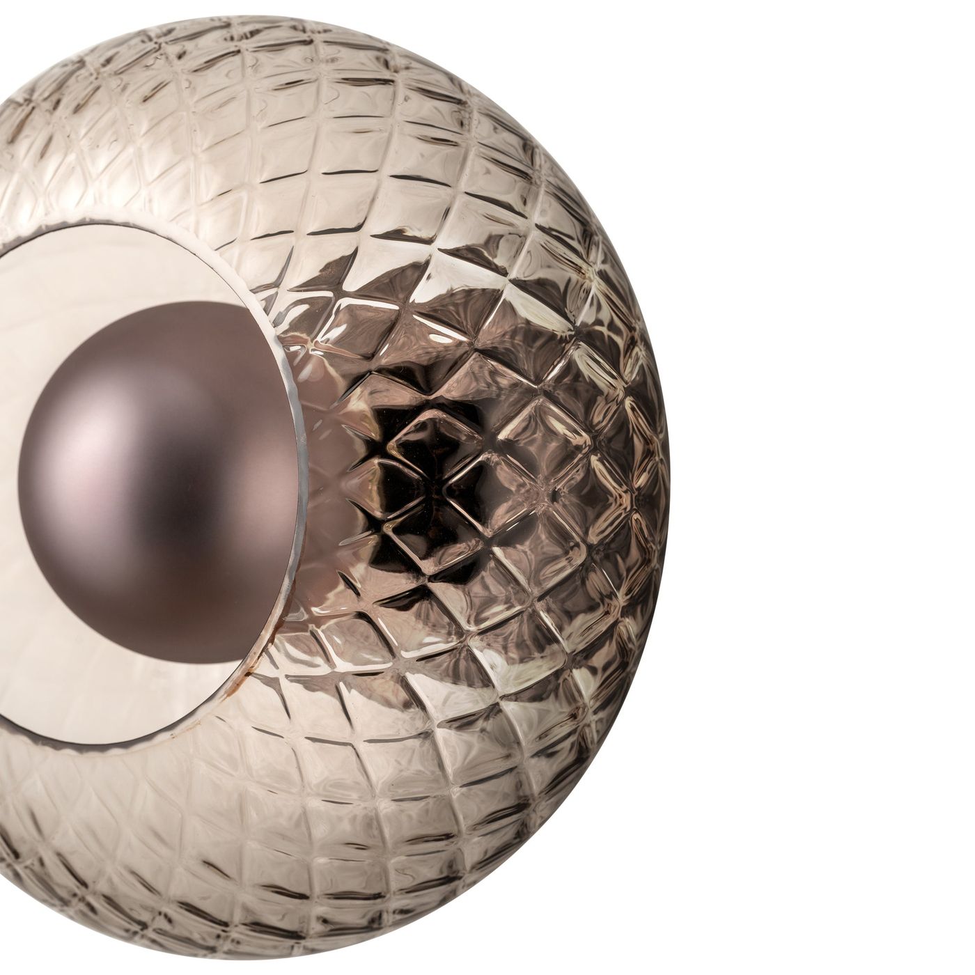 Chelsea Glass Round Diffuser Wall Light Flush Mount with Diamond Mocha Glass with Bronze Wall Holder, close up of the shade