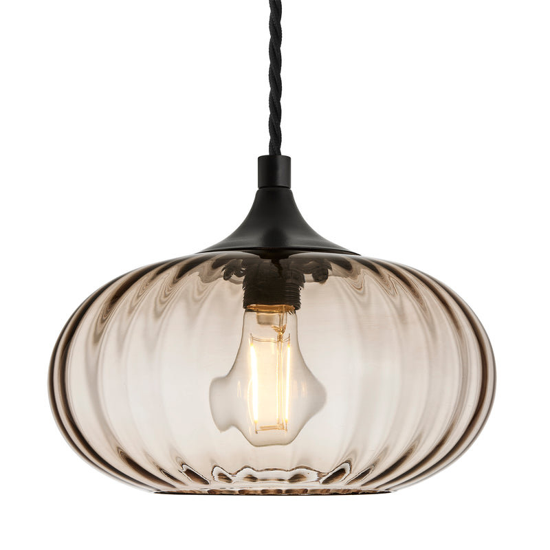 Chelsea Textured Glass Round Pendant Light - 10 Inch - Modern Decorative Lighting - Industville Lighting UK