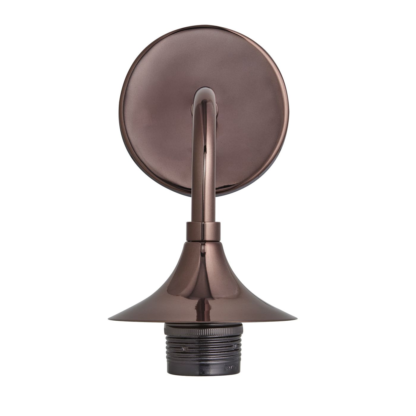 Chelsea Wall Holder in shiny bronze with a curved arm, shown in a straight-on view