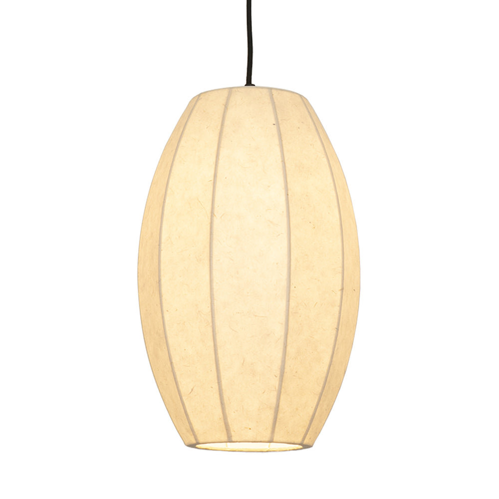 Chepstow Drop Paper Pendant Light in Ivory Lit Up Close Up