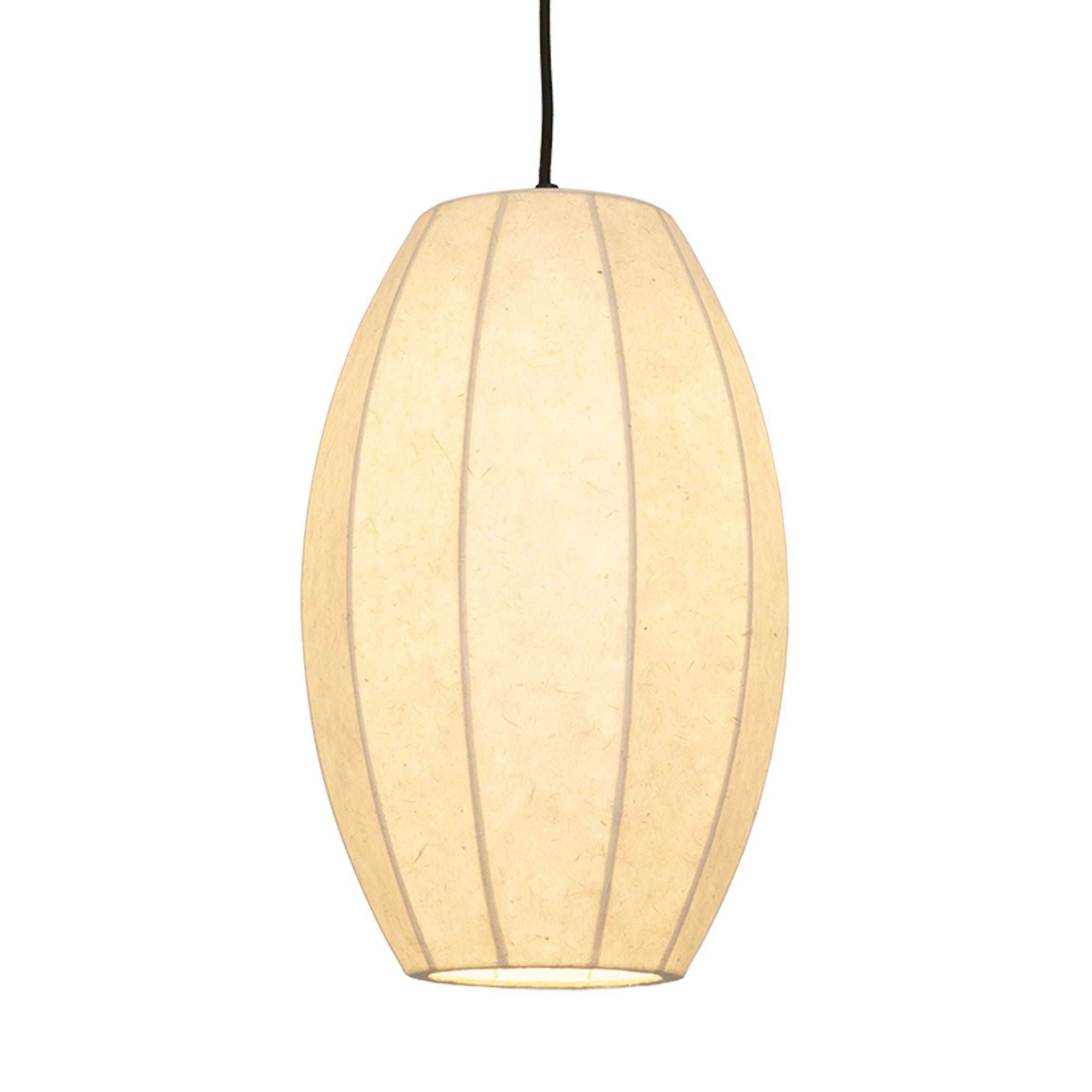 Chepstow Drop Paper Pendant Light in Ivory Lit Up Close Up