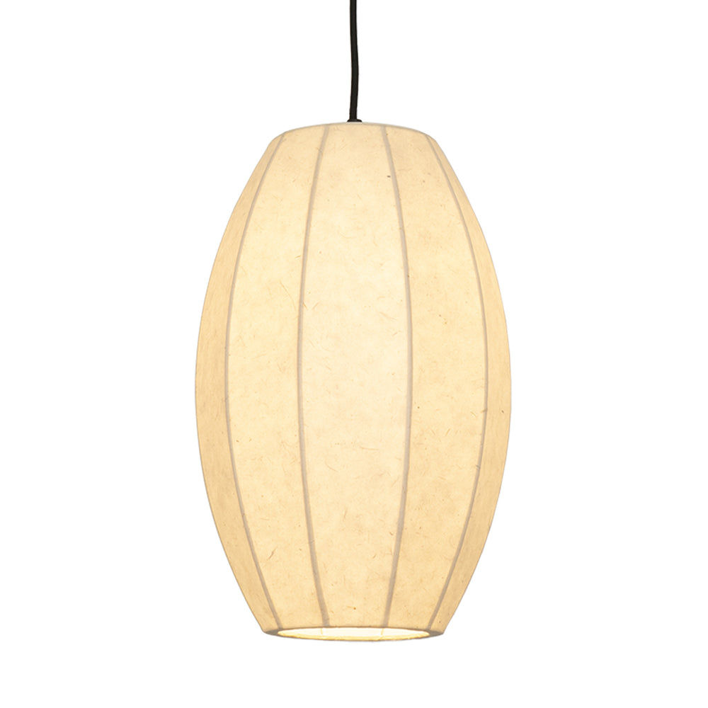 Chepstow Drop Paper Pendant Light in Ivory Lit Up Close Up