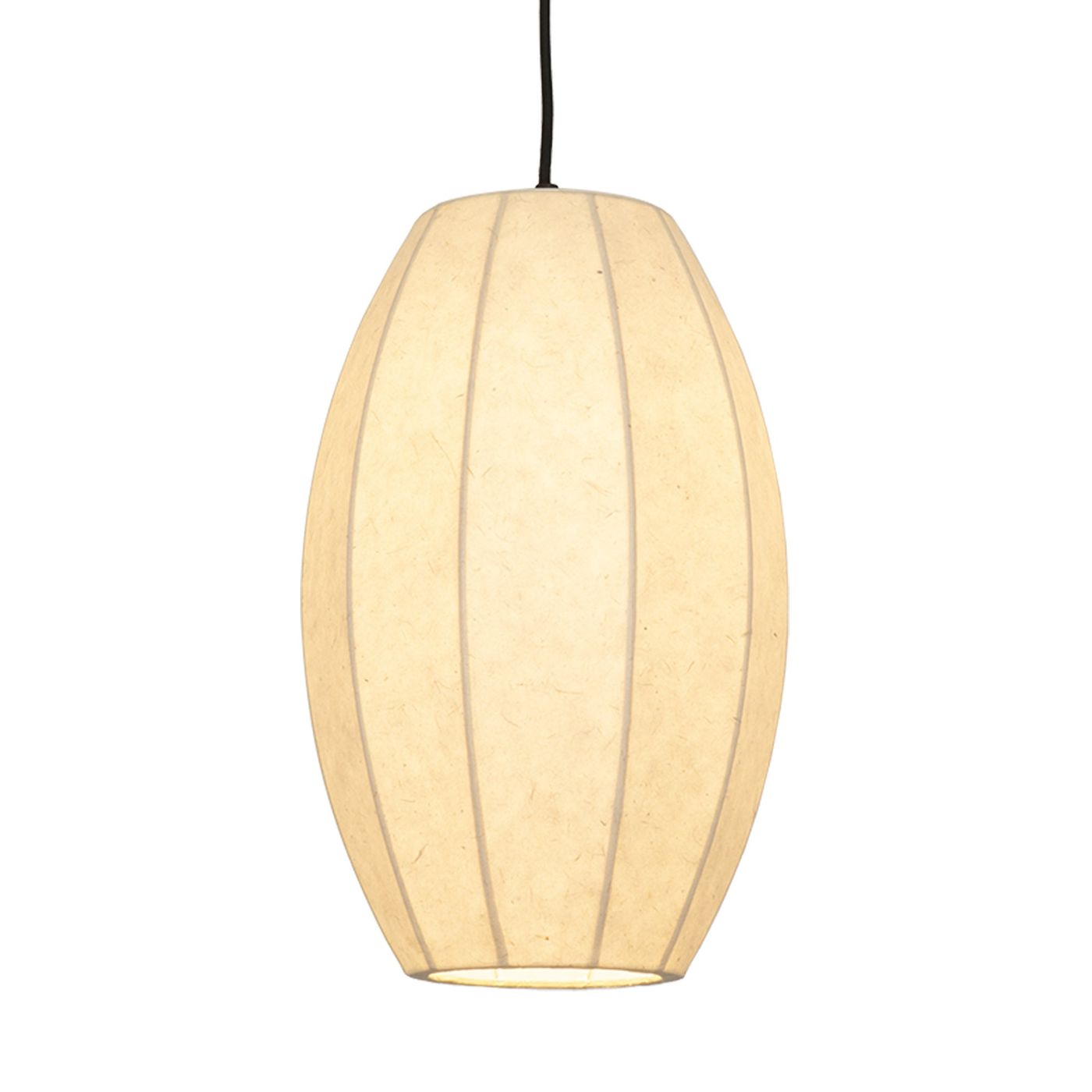 Chepstow Drop Paper Pendant Light in Ivory Lit Up Close Up