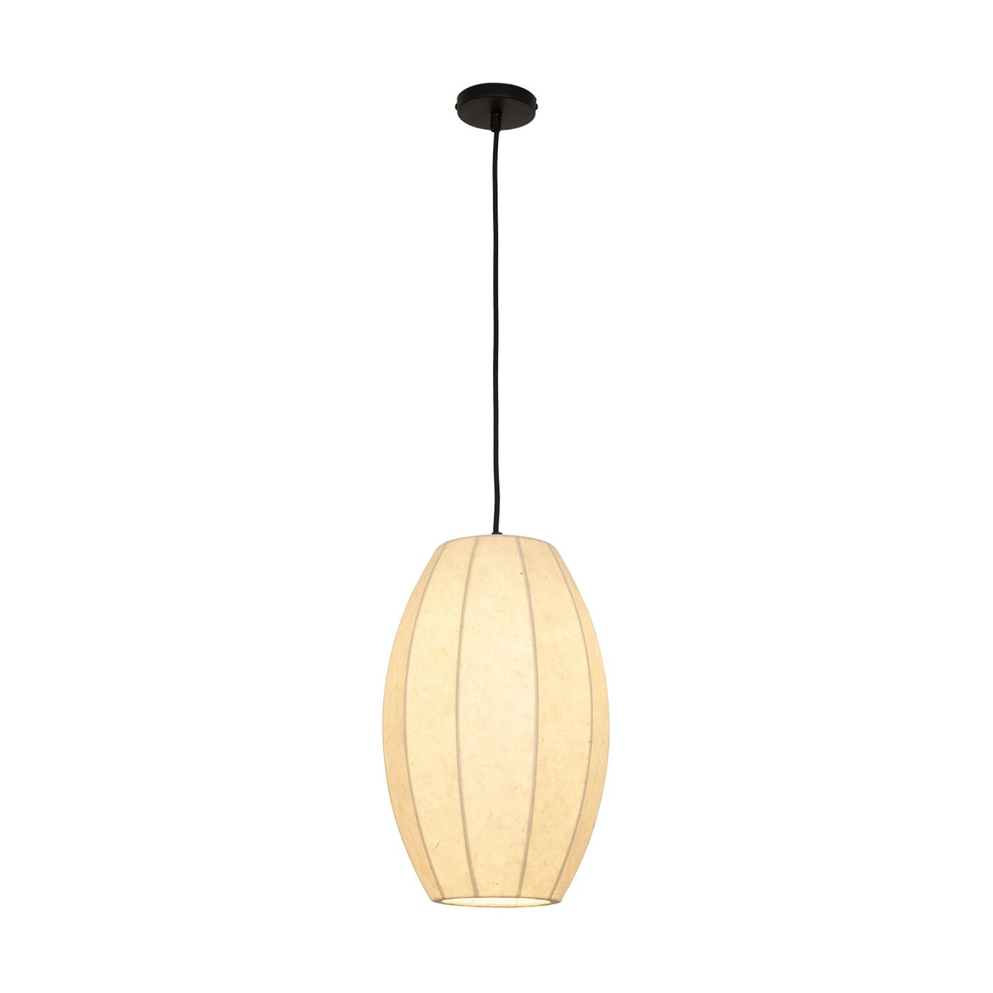 Chepstow Drop Paper Pendant Light in Ivory Lit Up