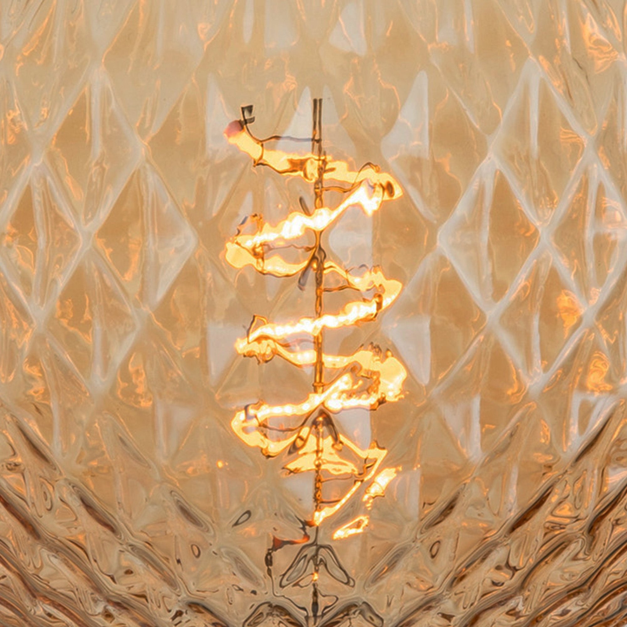 4W E27 dimmable LED spiral Edison bulb with diamond-patterned amber globe