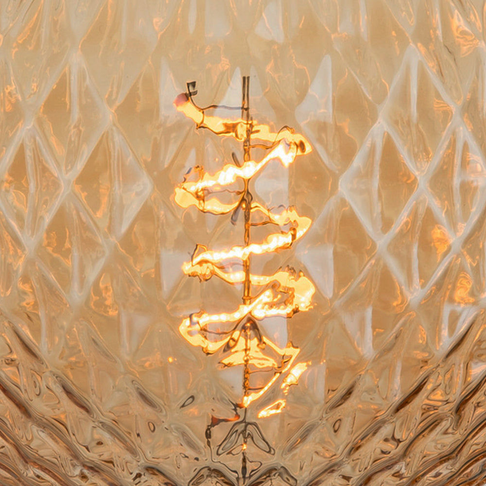 4W E27 dimmable LED spiral Edison bulb with diamond-patterned amber globe