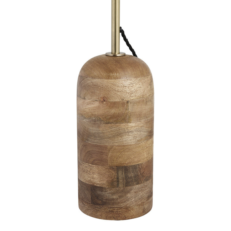 Maribo Wooden Cone Floor Lamp - Natural & Brass - Base Only - Voucher Applicable - Industville Lighting UK