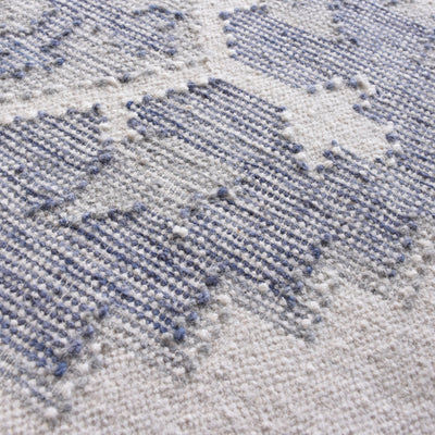 Vyne Hand Woven Wool Rug - Ivory & Blue