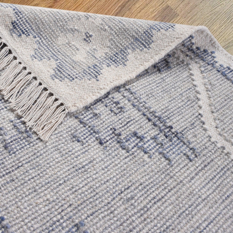Vyne Hand Woven Wool Rug - Ivory & Blue