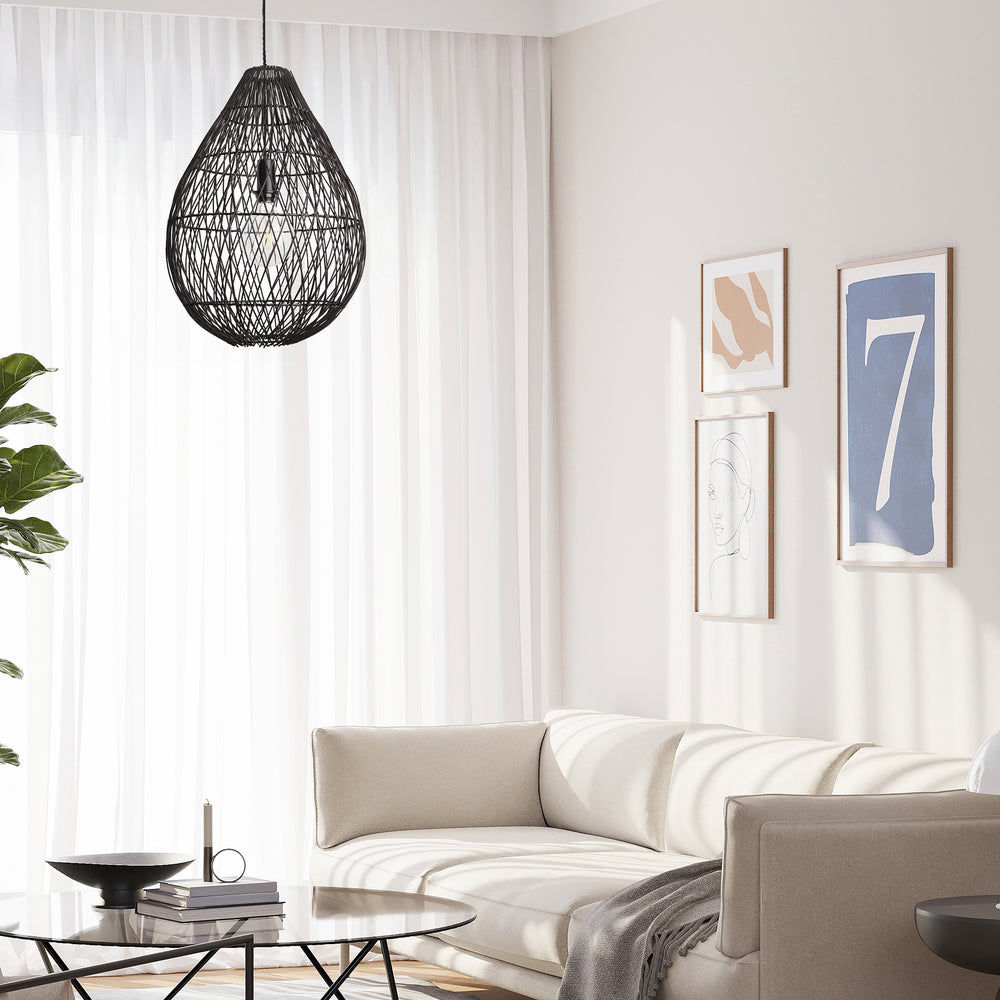 Black 16-Inch Pendant Lighting Drop Coastal CO-RA-DRP16-BK