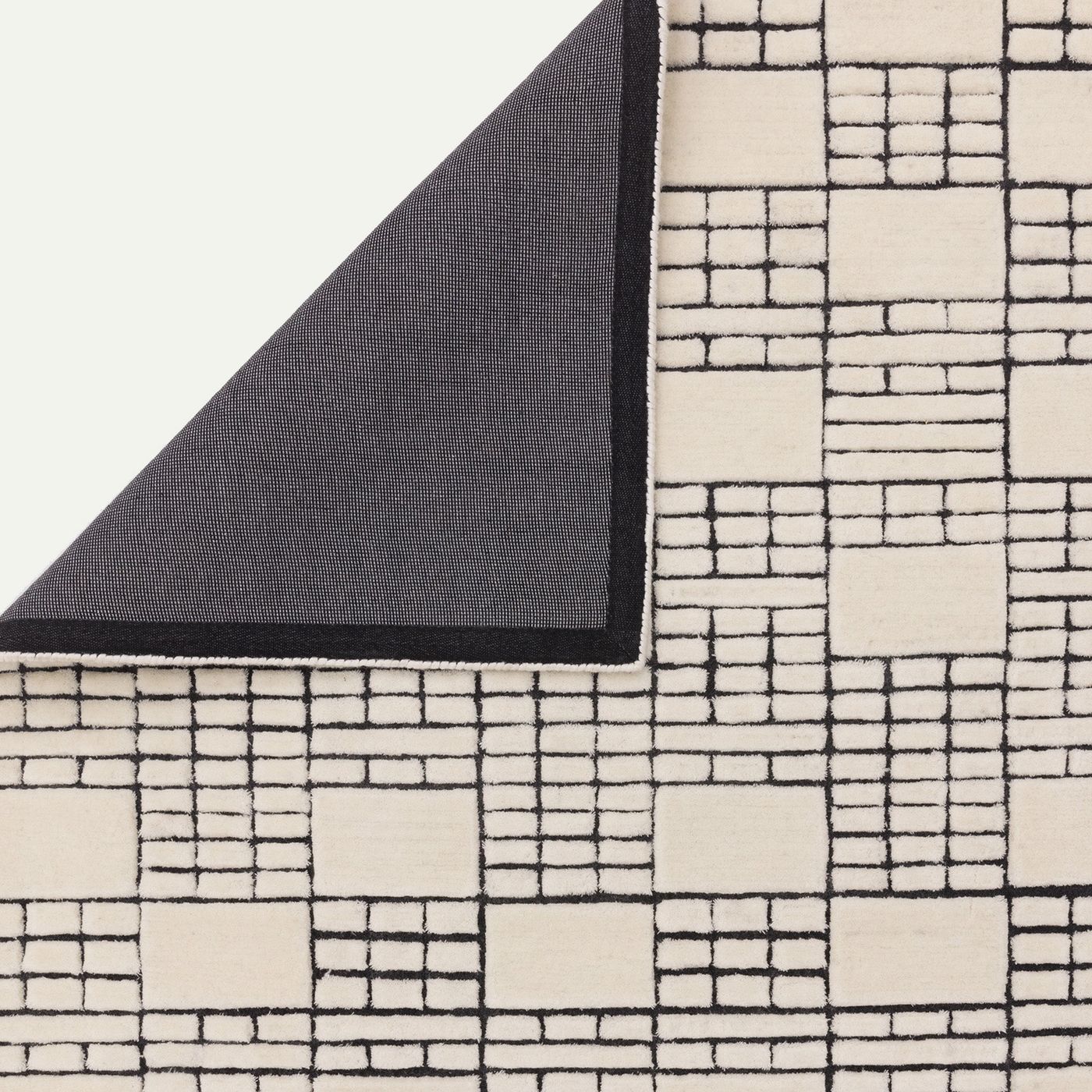 Contemporary Cream Black Barbican Handtufted Wool Rug Industville RG-34-HTW-CR-BK