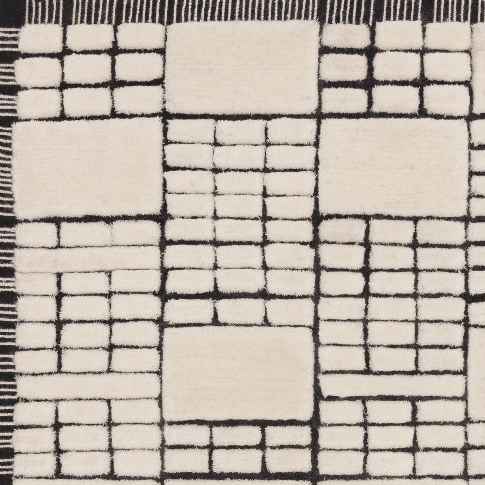 Contemporary Cream Black Barbican Handtufted Wool Rug Industville RG-34-HTW-CR-BK