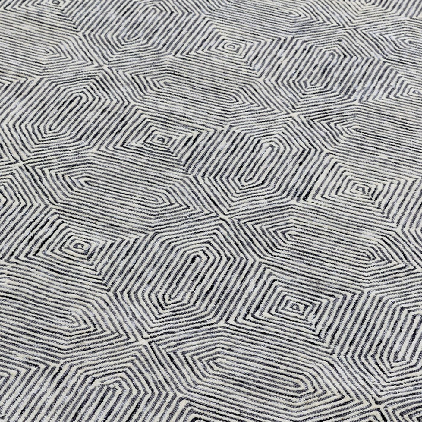 Contemporary Black White Brix Handtufted Wool Rug Industville RG-48-HTW-BK-W