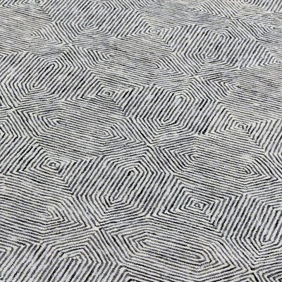 Contemporary Black White Brix Handtufted Wool Rug Industville RG-48-HTW-BK-W