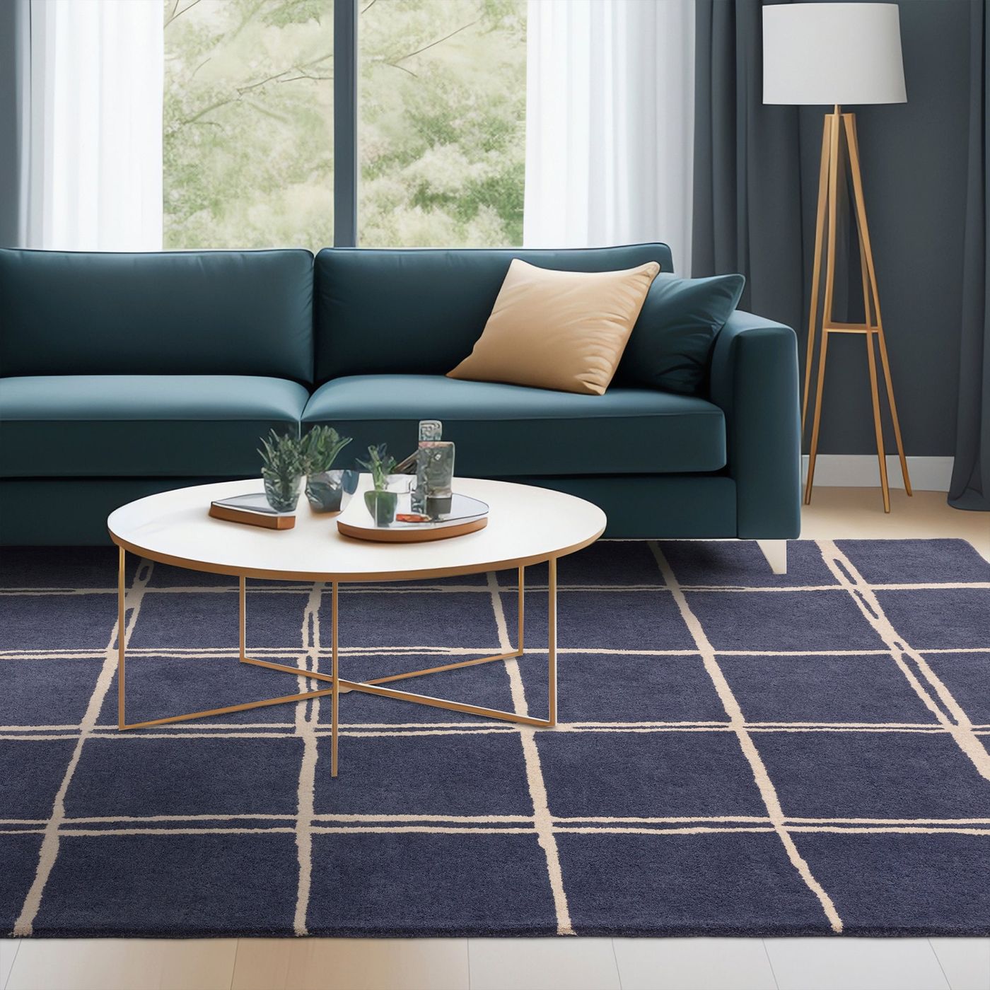 Contemporary Blue Cubitt Handtufted Wool Rug Industville RG-44-HTW-BL 