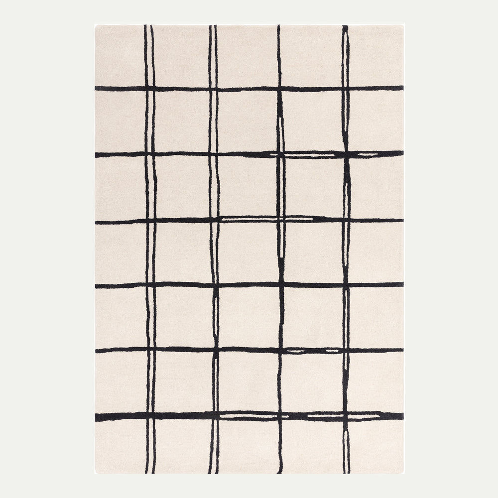 Contemporary Black and White Cubitt Handtufted Wool Rug Industville RG-44-HTW-BK-W 