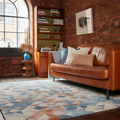 Contemporary Blue Multi Emlyn Handtufted Wool Viscose Rug Industville RG-50-HTWV-BL