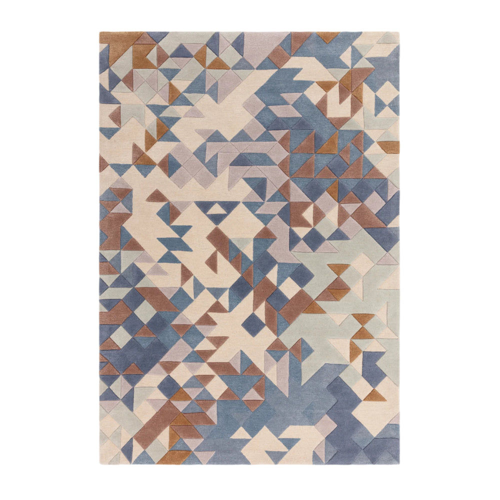 Contemporary Blue Multi Emlyn Handtufted Wool Viscose Rug Industville RG-50-HTWV-BL
