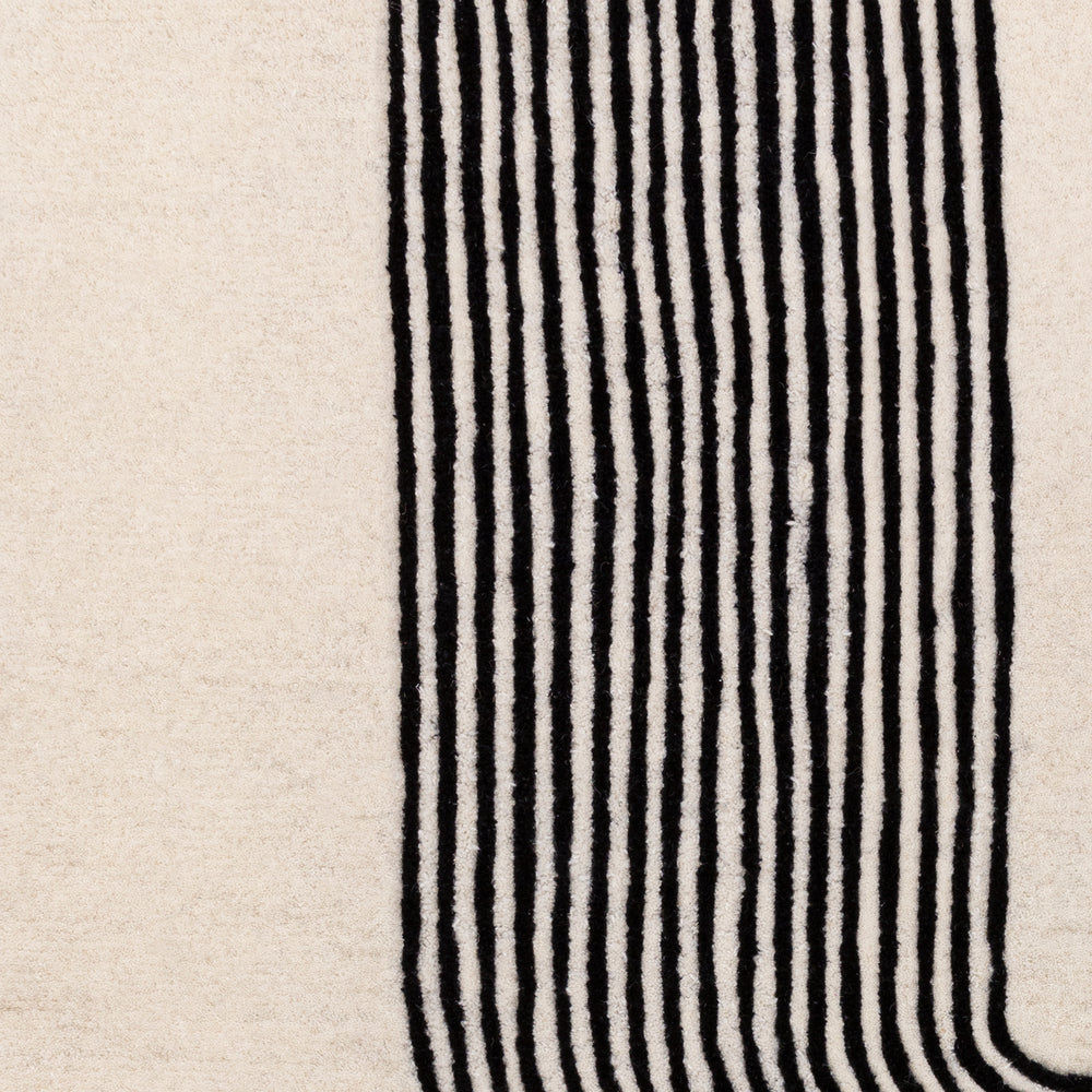 Contemporary Black and White Fleet Handtufted Wool Rug Industville RG-42-HTW-BK-W 