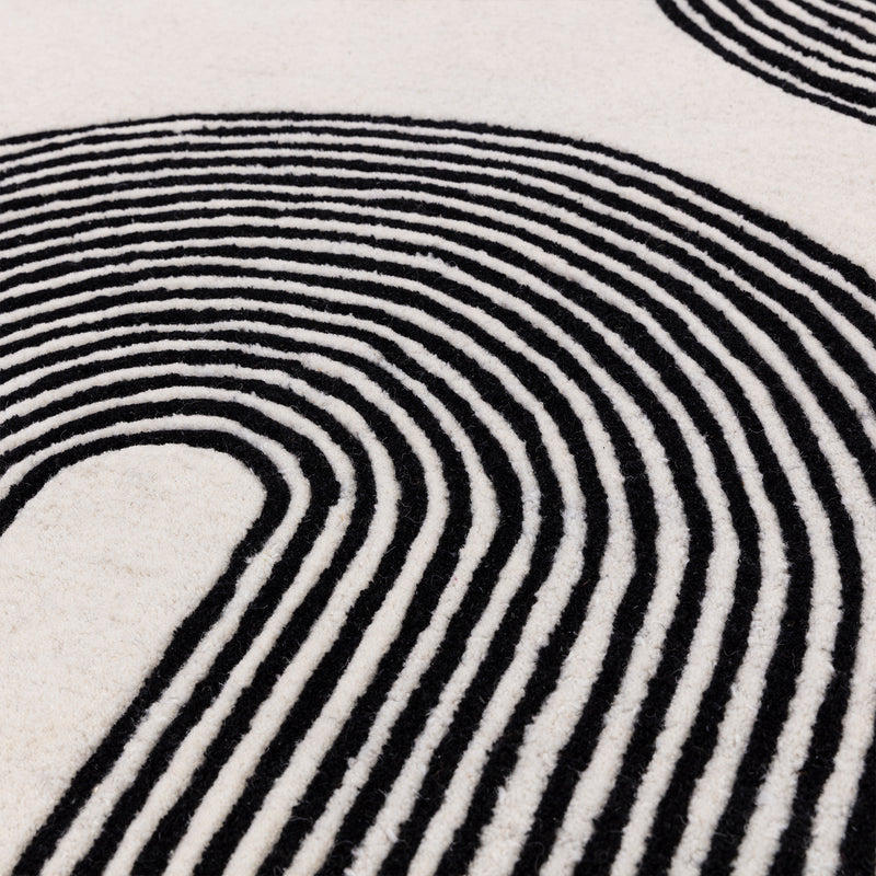 Contemporary Black and White Fleet Handtufted Wool Rug Industville RG-42-HTW-BK-W 