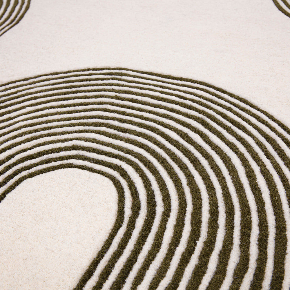 Contemporary White Green Fleet Handtufted Wool Rug Industville RG-42-HTW-G-W 
