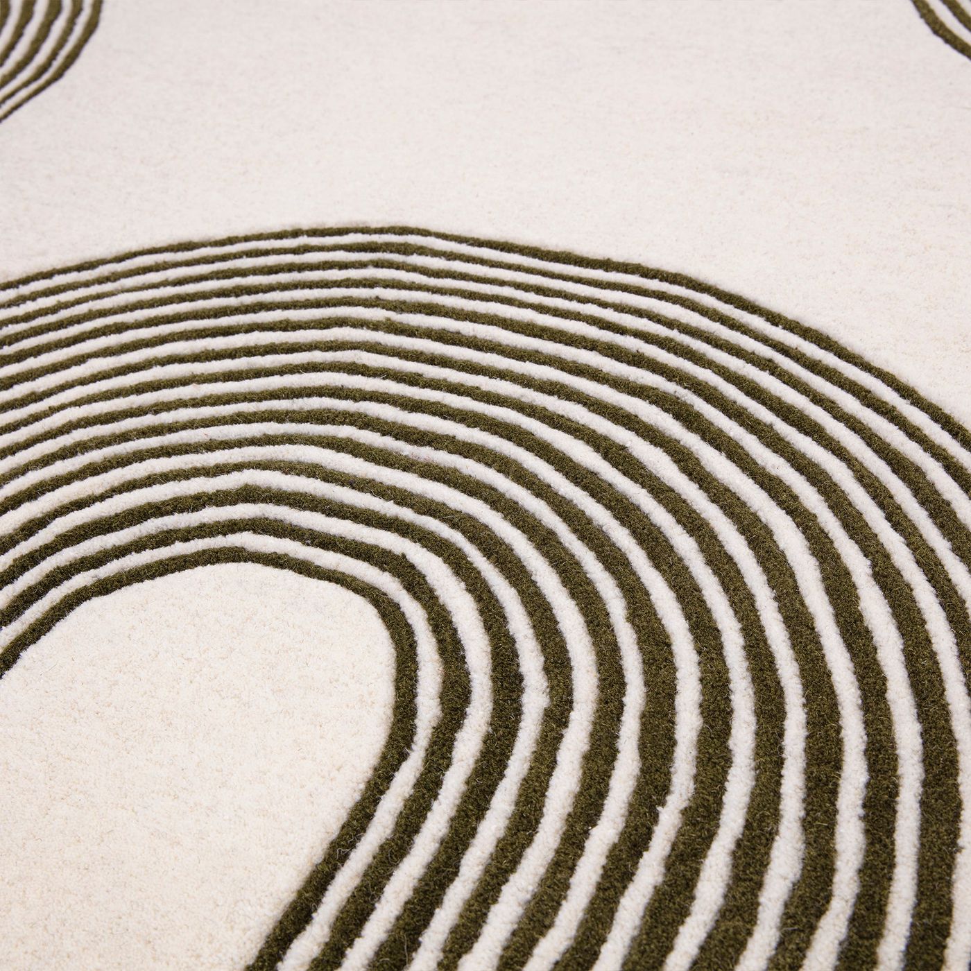 Contemporary White Green Fleet Handtufted Wool Rug Industville RG-42-HTW-G-W 