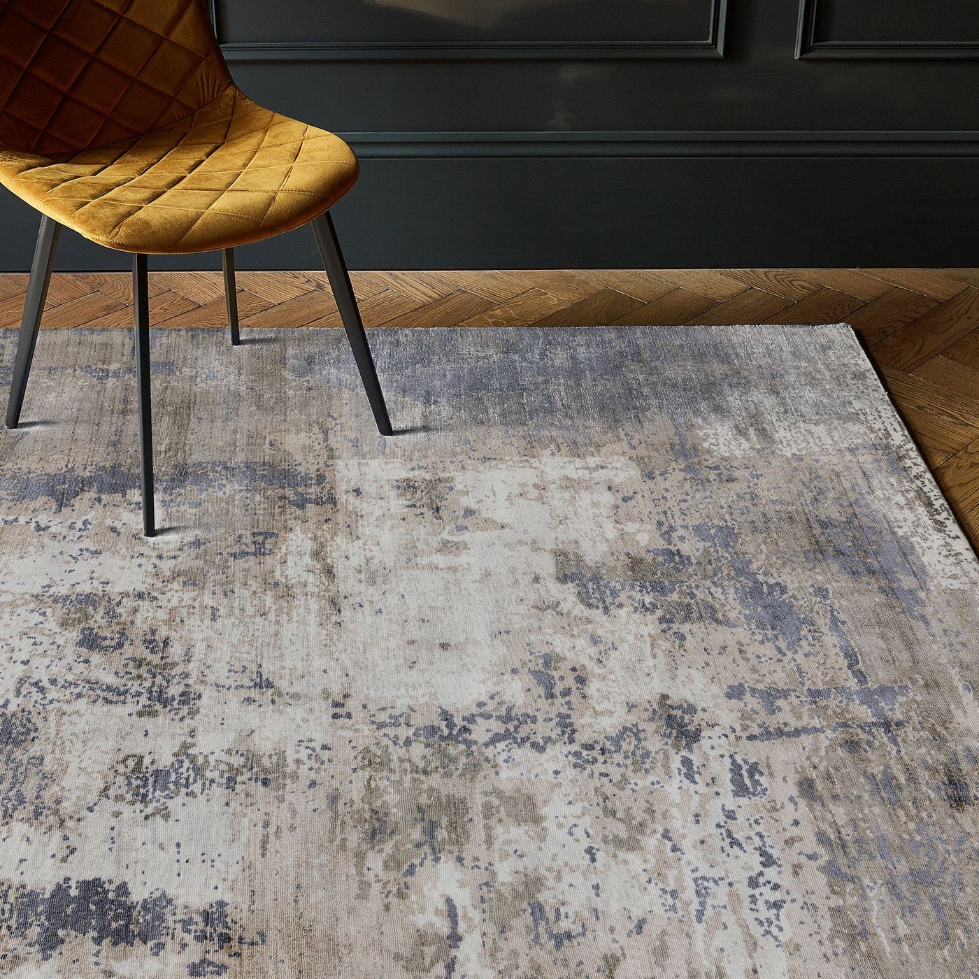 Contemporary Blue Beige Heath Handtufted Viscose Rug Industville RG-52-HTV-BL-BE
