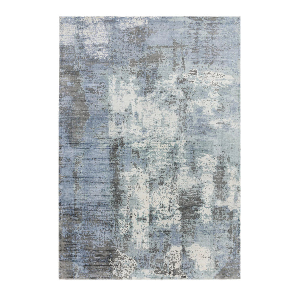 Contemporary Blue Heath Handtufted Viscose Rug Industville RG-52-HTV-BL-BL