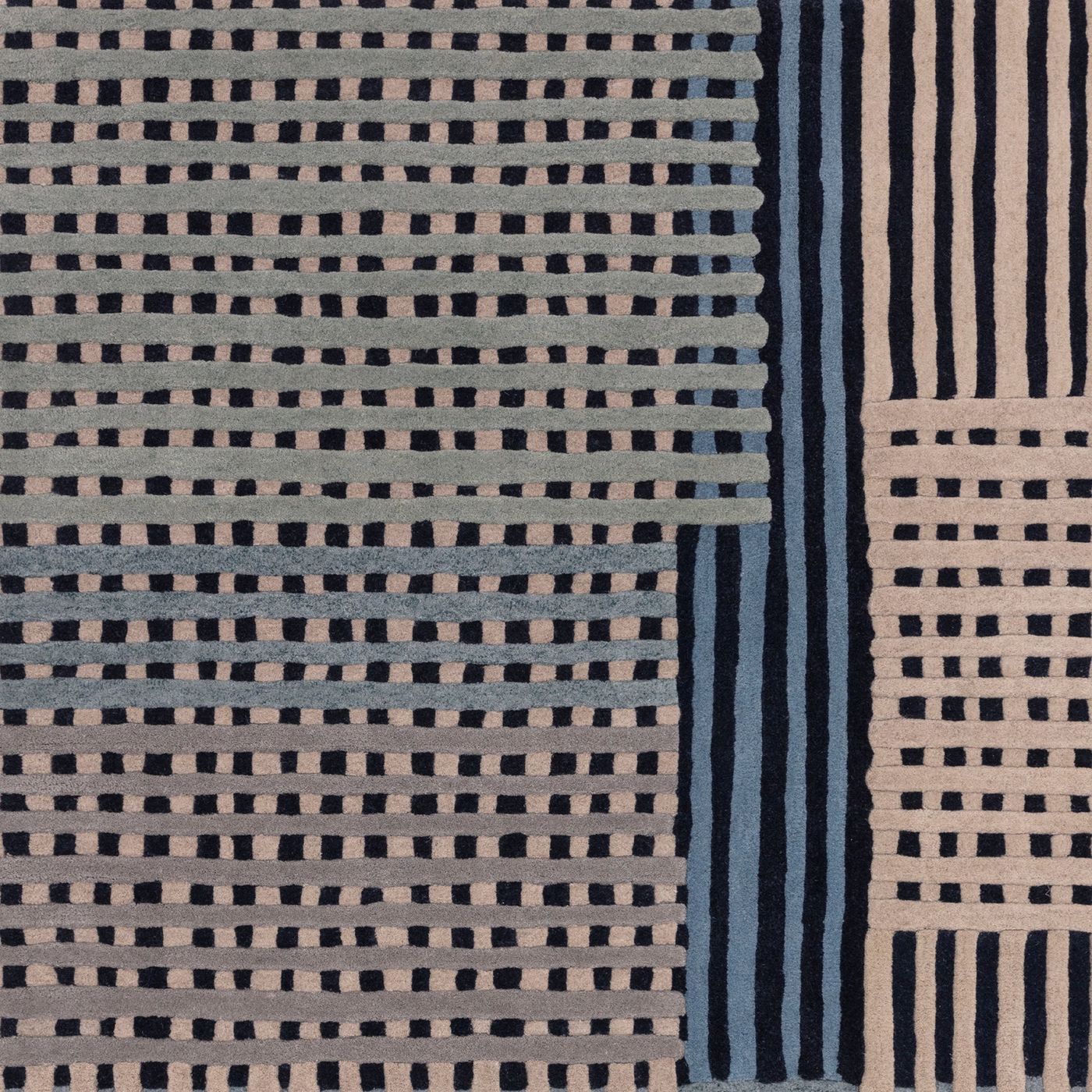 Contemporary Blue Multi Hyde Handtufted Wool Rug Industville RG-46-HTW-BL