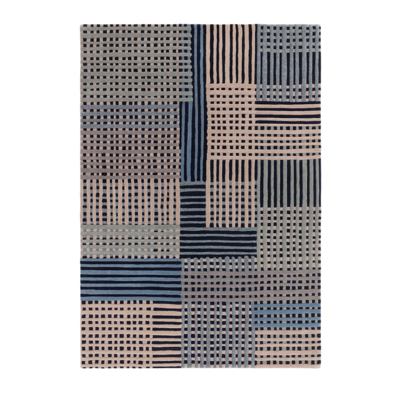 Contemporary Blue Multi Hyde Handtufted Wool Rug Industville RG-46-HTW-BL
