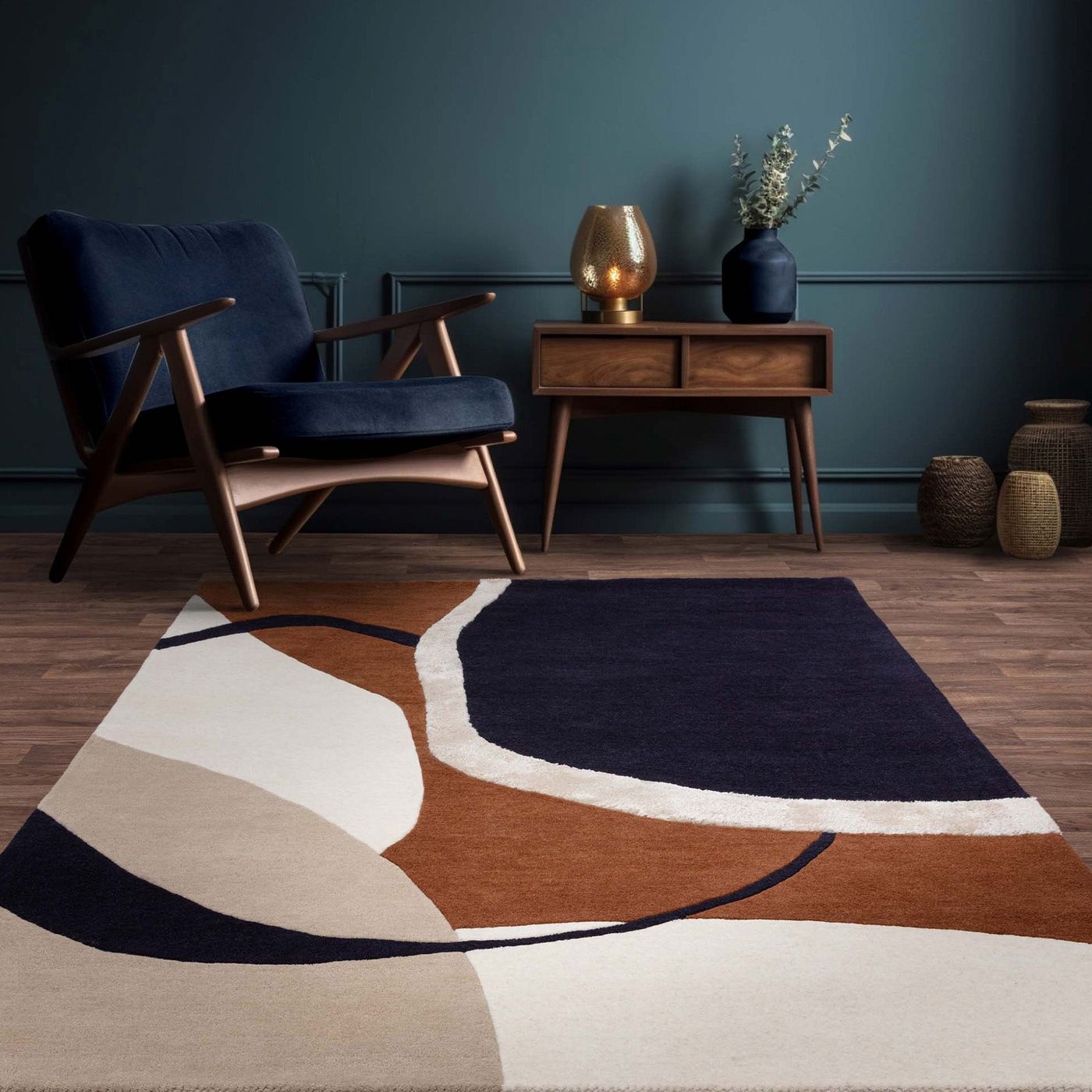 Contemporary Brown Kew Handtufted Wool Rug  Industville RG-40-HTW-BR