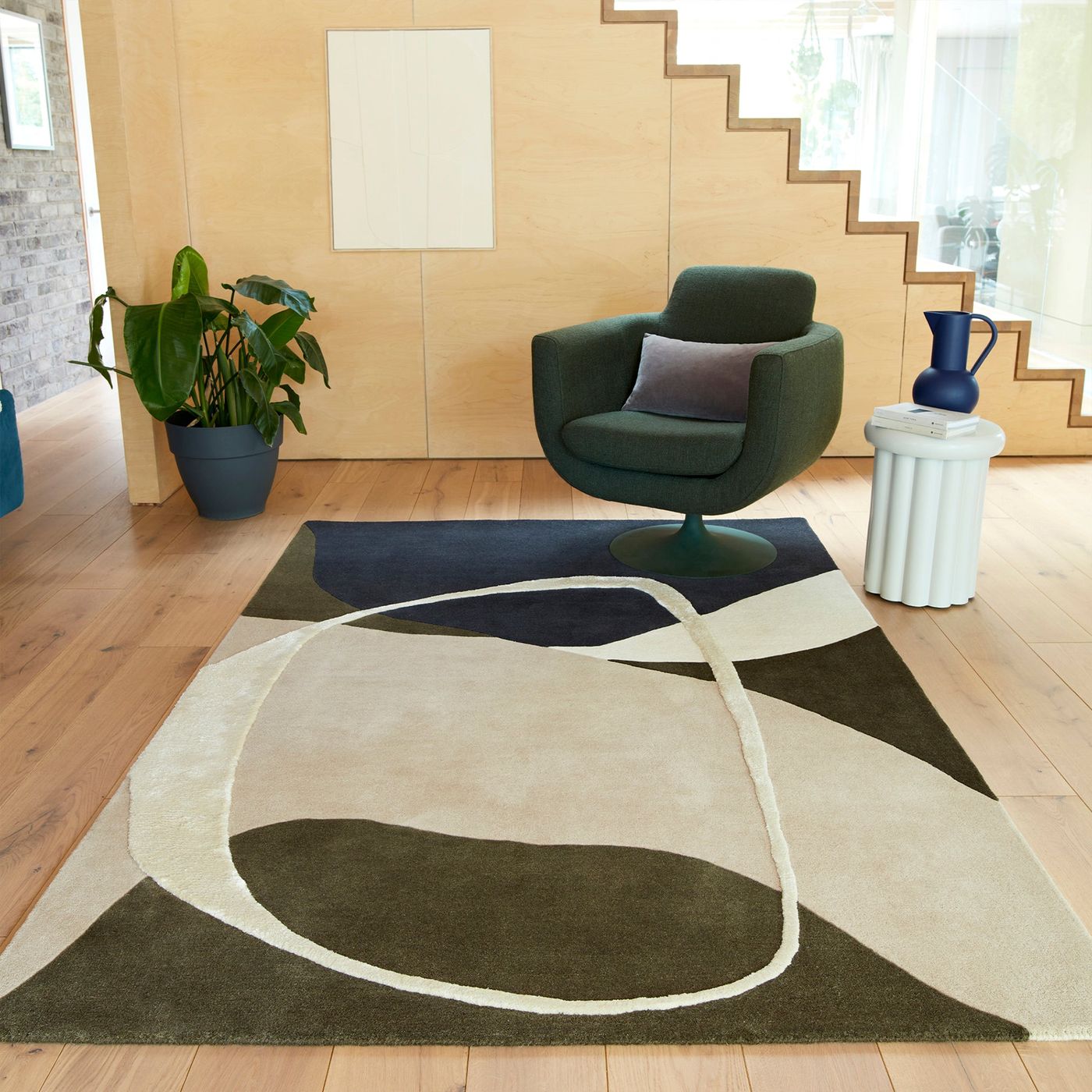 Contemporary Green Kew Handtufted Wool Rug  Industville RG-40-HTW-G