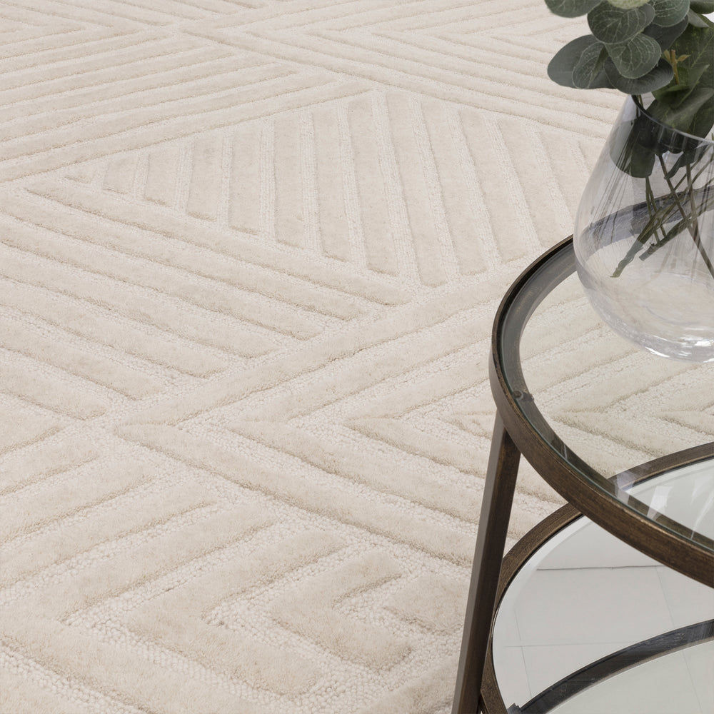 Contemporary Ivory Wimble Handtufted Wool Rug  Industville RG-56-HTW-IV