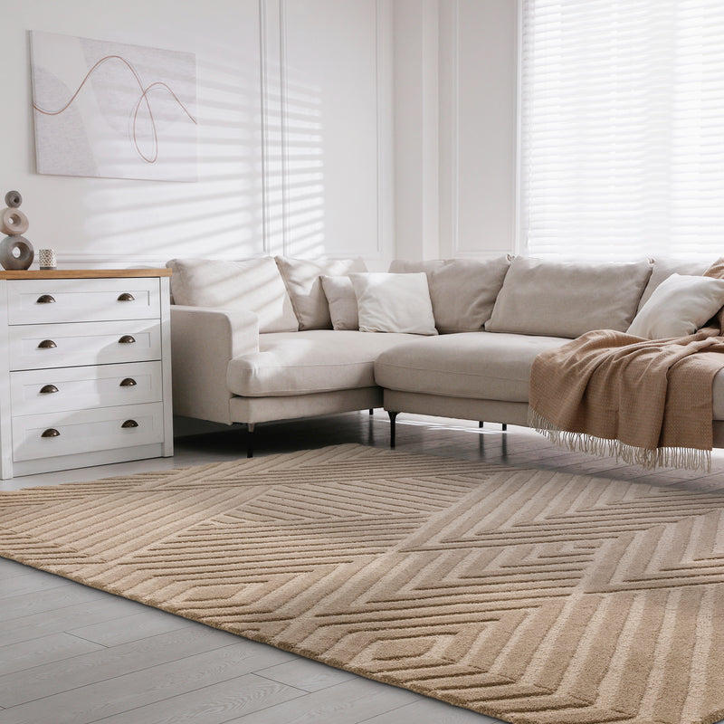 Contemporary Taupe Wimble Handtufted Wool Rug Industville RG-56-HTW-TA