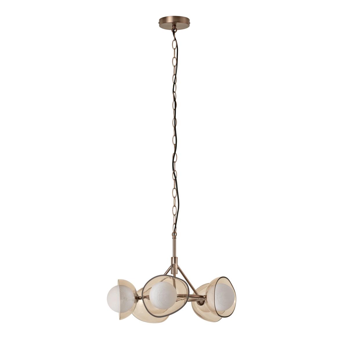 Dulwich Glass Layered 5 Light Chandelier Light  in 20 Inch with Bronze Chain Holder