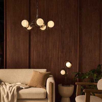 Dulwich Glass Layered 5 Light Chandelier Light  in 20 Inch with Bronze Chain Holder