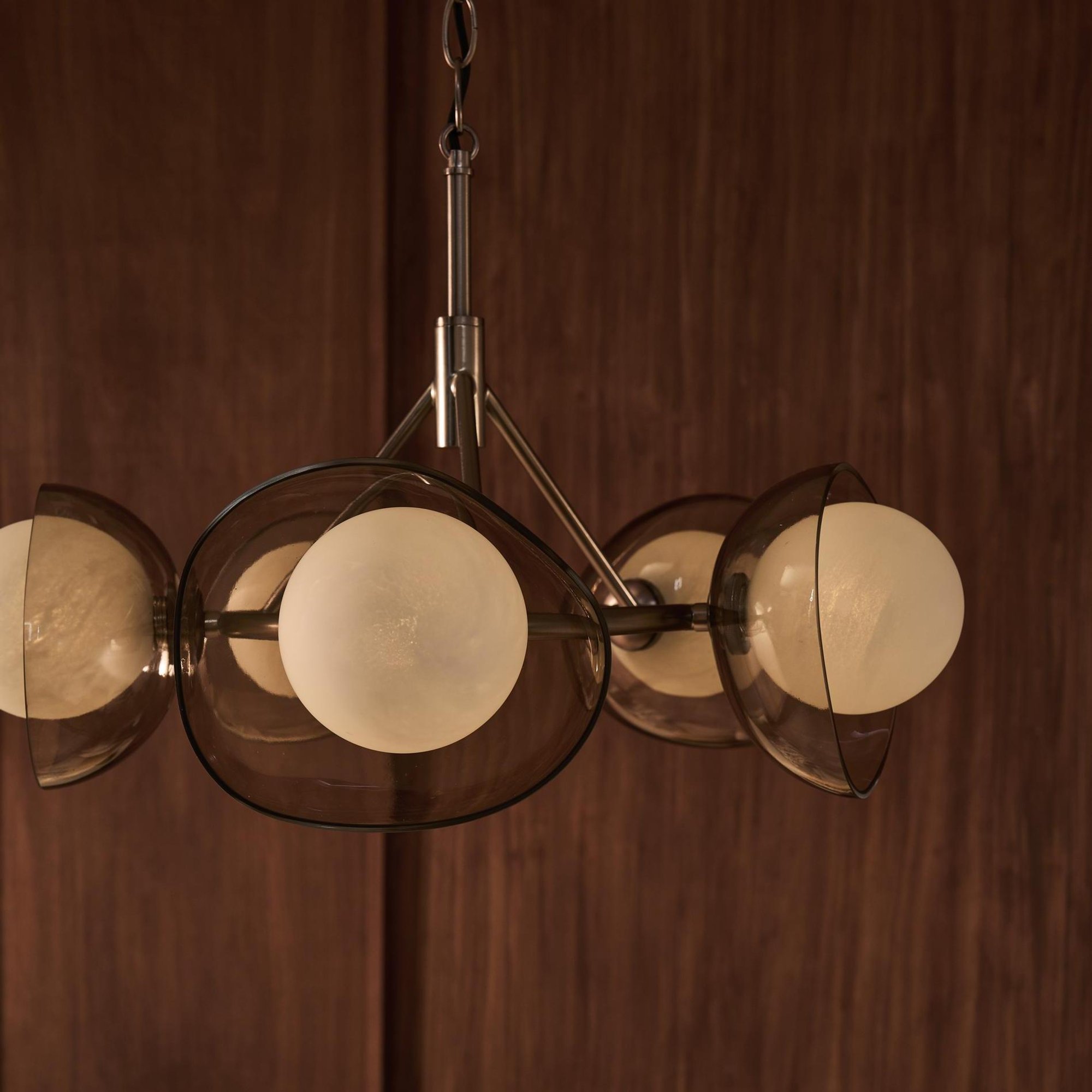 Dulwich Glass Layered 5 Light Chandelier Light  in 20 Inch with Bronze Chain Holder