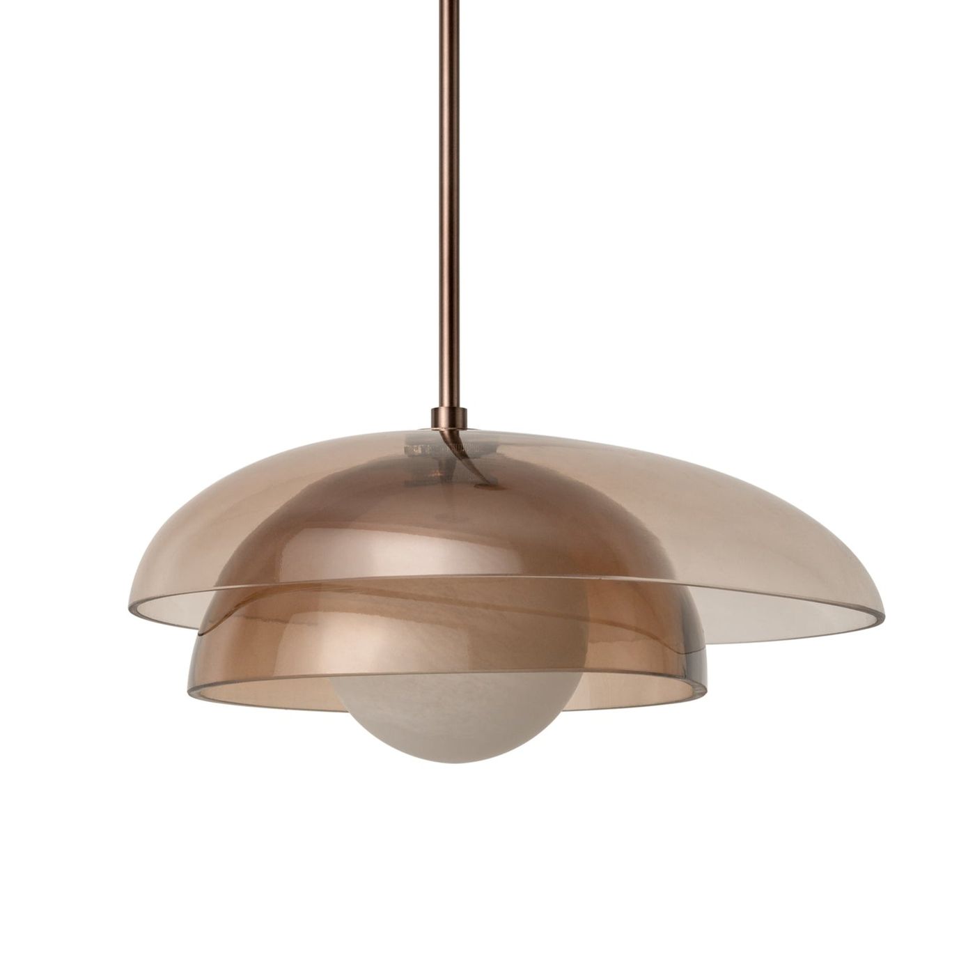 Dulwich Layered Macha Glass Pendant  Light in Bronze finish, close up of the shade