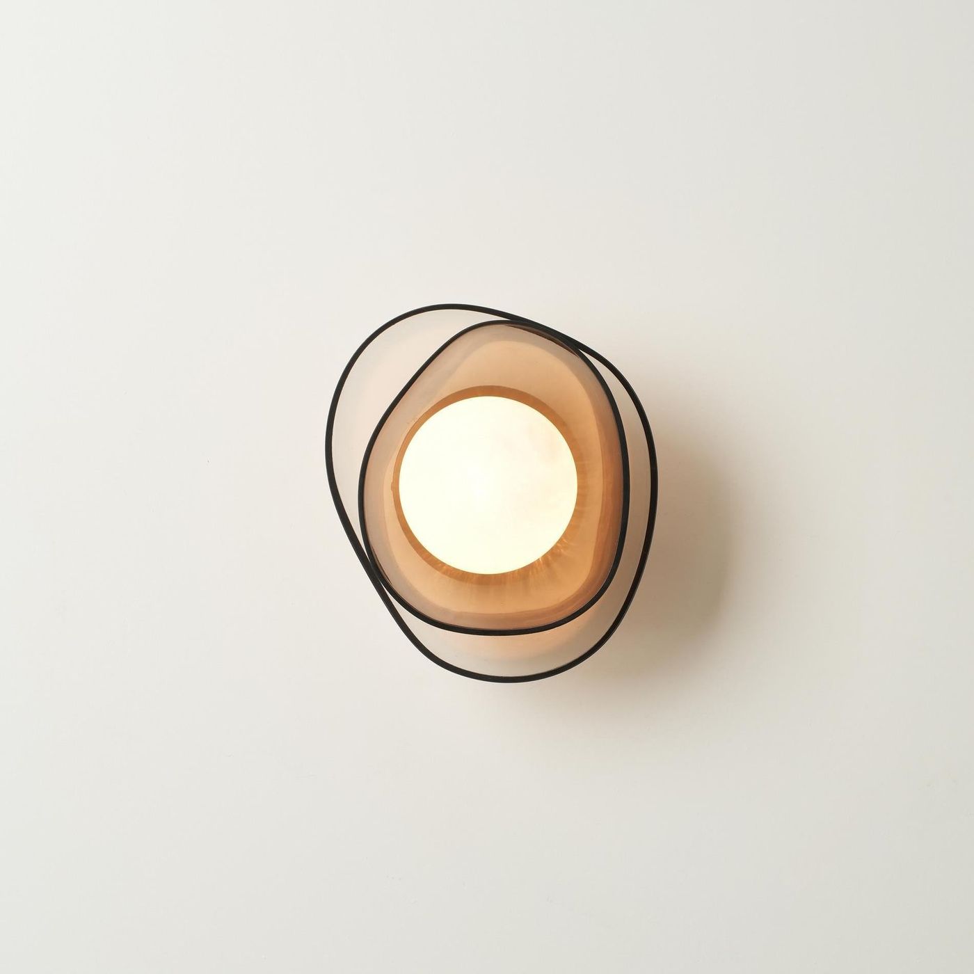 Dulwich Layered Mocha Glass Wall Light  in Bronze finish, lit up