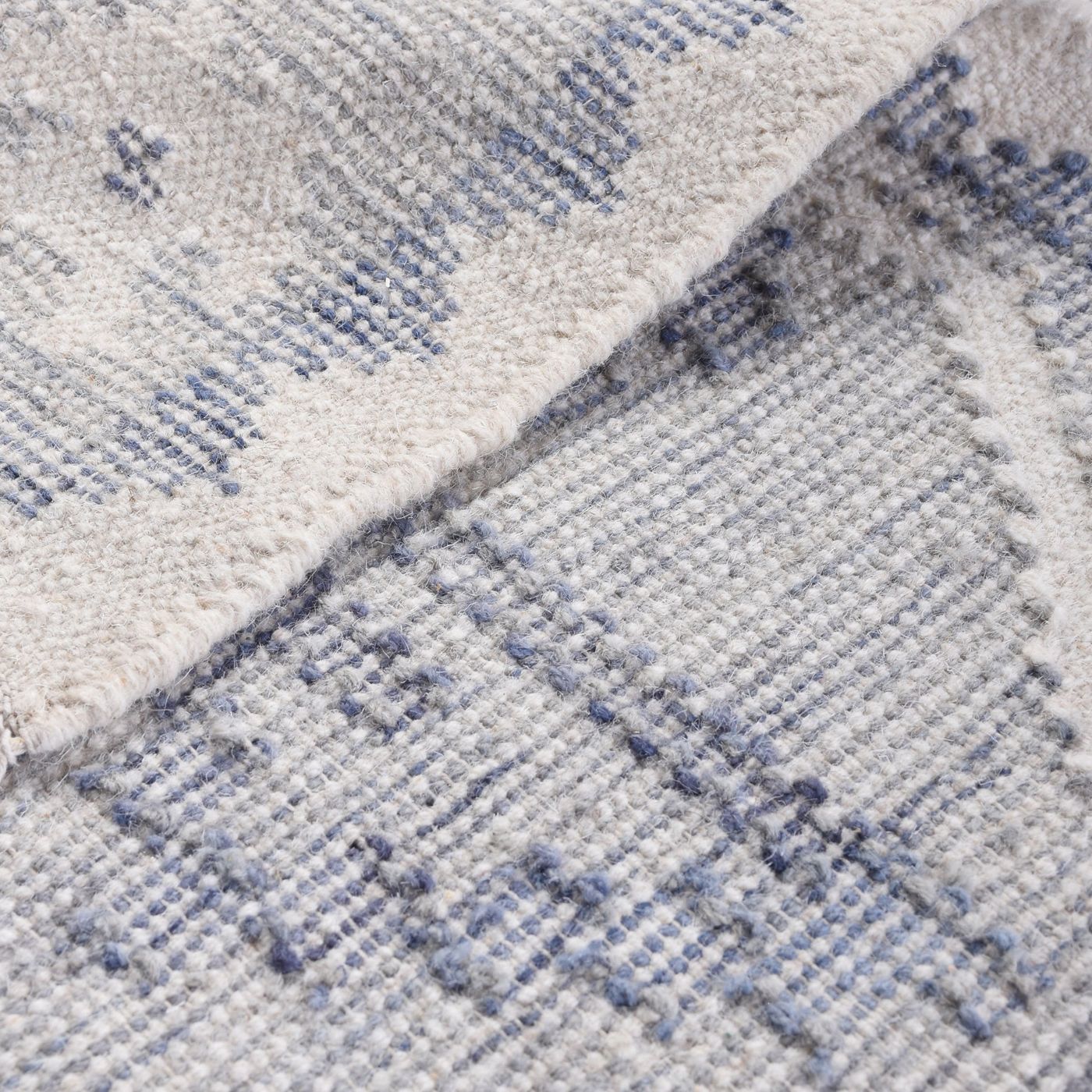 Vyne Hand Woven Wool Rug - Ivory & Blue