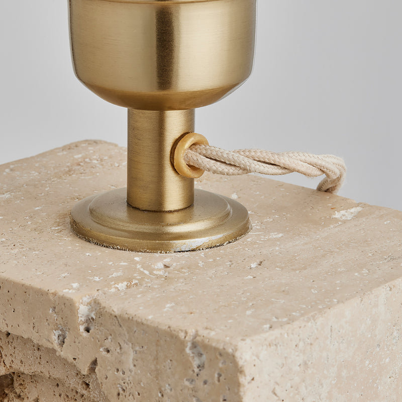 Travertine Rectangular Table Lamp - Natural & Brass - Base Only - Modern Decorative Lighting - Industville Lighting UK