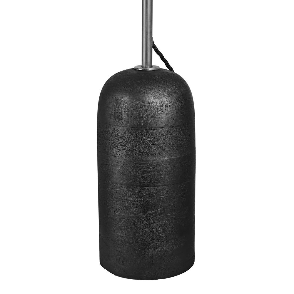 Maribo Wooden Cone Floor Lamp - Black & Pewter