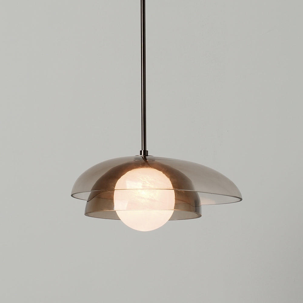 Dulwich Layered Macha Glass Pendant  Light in Bronze finish