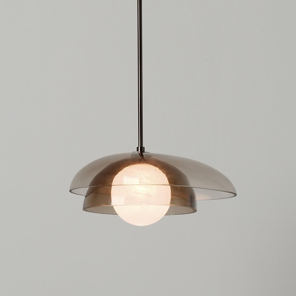 Dulwich Layered Macha Glass Pendant  Light in Bronze finish