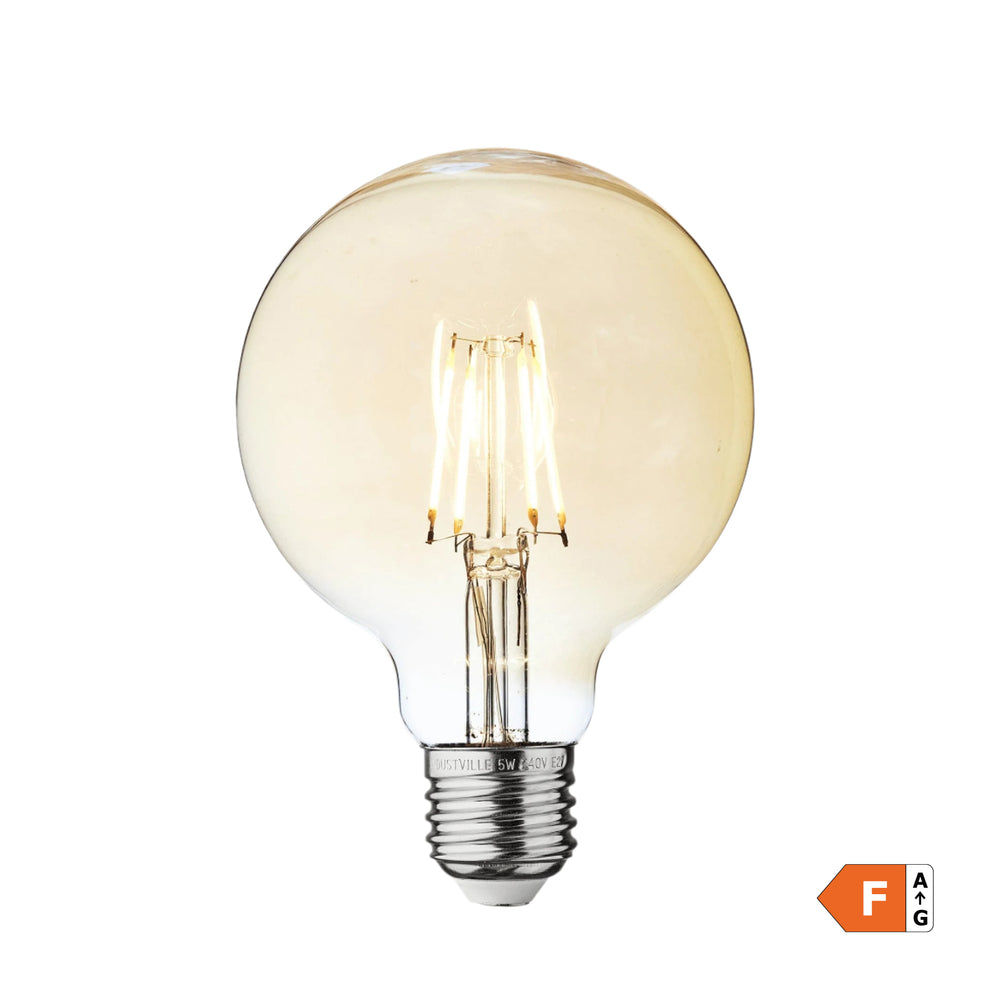 Vintage LED Edison Bulb Old Filament Lamp - 5W E27 Small Globe G95 Industville G95-5W-A