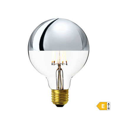Vintage LED Edison Bulb - 5W E27 Small Globe G95 - Clear With Silver Cap