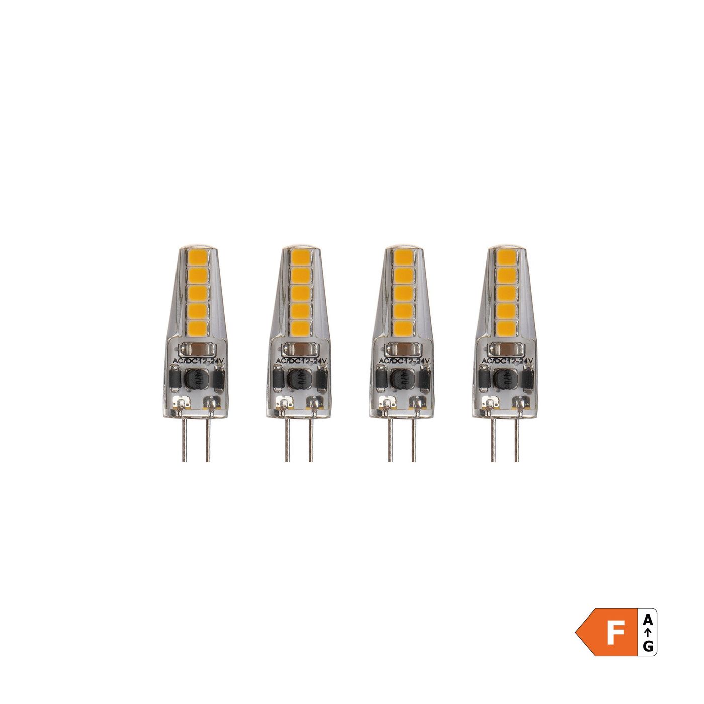 LED Silicone Non-Dimmable Bulb, 2W 2 Pin Capsule G4, Clear, Pack of 4