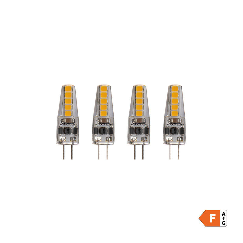 LED Silicone Non-Dimmable Bulb, 2W 2 Pin Capsule G4, Clear, Pack of 4