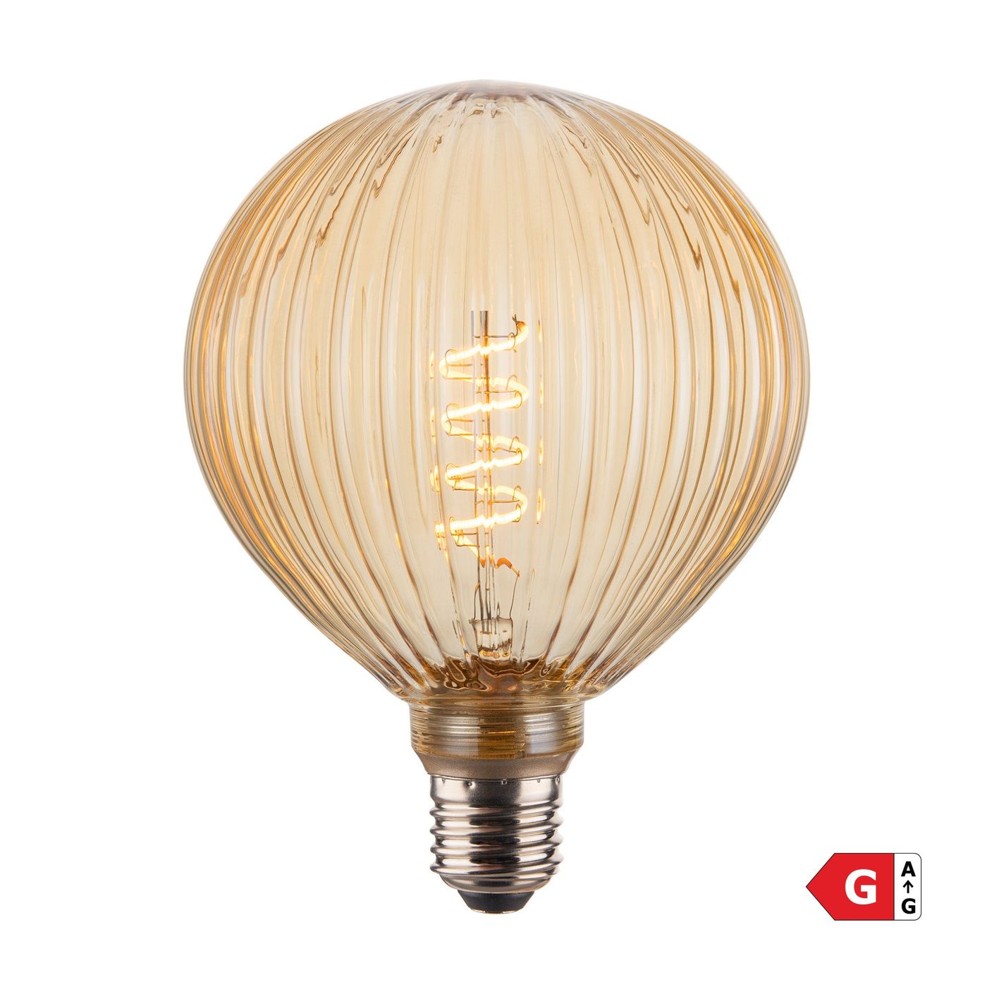 4W E27 dimmable LED spiral Edison bulb with fluted glass amber finish globe