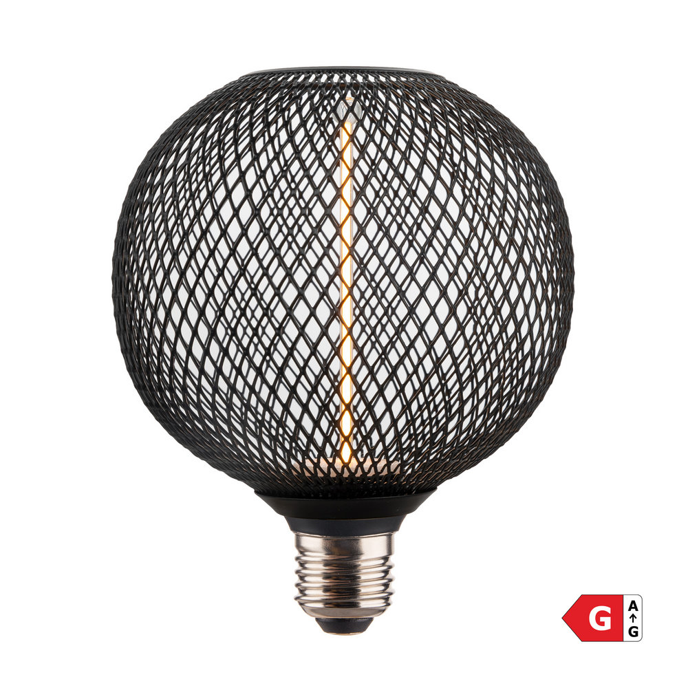 LED Metal Cage Single Filament Dimmable Bulb - 3.5W E27 - Black